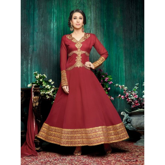 Maroon Plain Anarkali Dress Indian Formal Dress