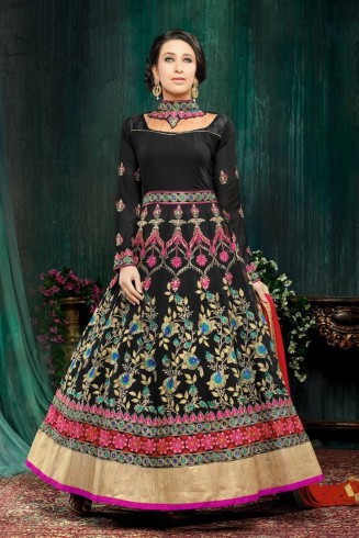 Black Elegant Evening Gown Indian Anarkali Dress Suit