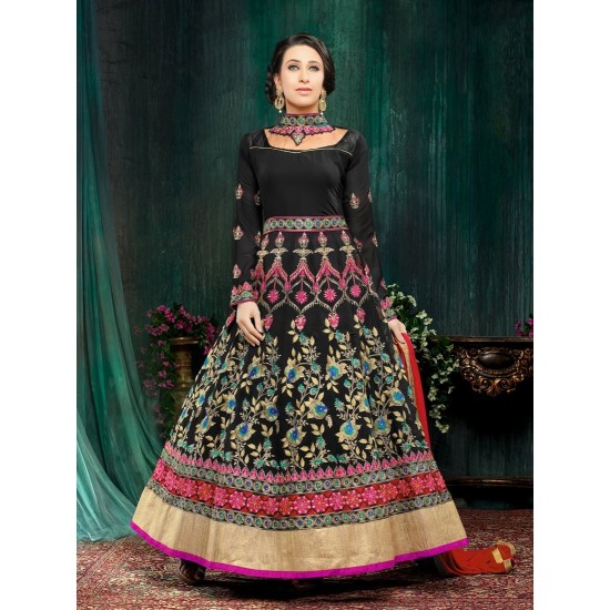 Black Elegant Evening Gown Indian Anarkali Dress Suit