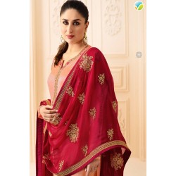 6277 PEACH KASEESH KAREENA KAPOOR SATIN GEORGETTE SUIT WITH HEAVY WORK DUPATTA 6277 PEACH KASEESH KAREENA KAPOOR SATIN GEORGETTE SUIT WITH HEAVY WORK DUPATTA