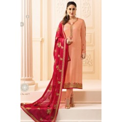 6277 PEACH KASEESH KAREENA KAPOOR SATIN GEORGETTE SUIT WITH HEAVY WORK DUPATTA 6277 PEACH KASEESH KAREENA KAPOOR SATIN GEORGETTE SUIT WITH HEAVY WORK DUPATTA