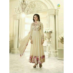 Beautiful Cream Embroidered Anarkali Suit Indian Gown Beautiful Cream Embroidered Anarkali Suit Indian Gown