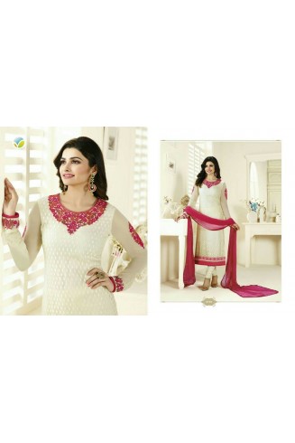 Cream Pink Straight Cut Dress Party Suit Designer Wear