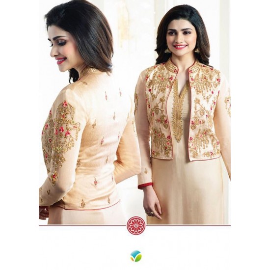 Cream Indian Jacket Salwar Suit Fancy Wedding Dress
