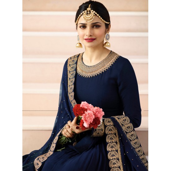 Navy Blue Floor Length Kaseesh Prachi Desai Anarakli Dress