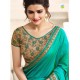 Z17704 TURQUOISE KASEESH PRACHI GEORGETTE SAREE WITH HEAVY EMBROIDERED BLOUSE 