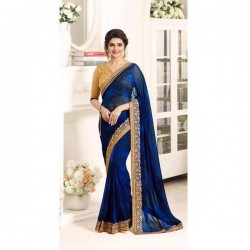 Blue Gold Designer Saree Indian Wedding Wear Blue Gold Designer Saree Indian Wedding Wear