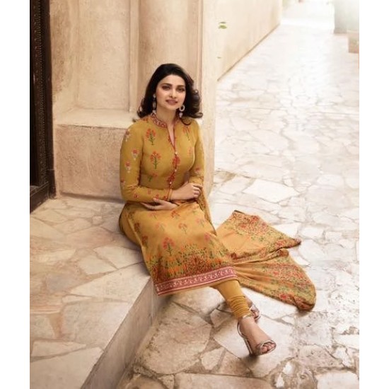 Mustard Yellow Embroidered Suit Pakistani Designer Dress