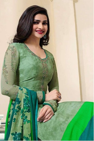 Green Crepe Salwar Suit Indian Designer Party Dress