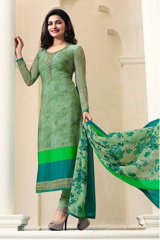 Green Crepe Salwar Suit Indian Designer Party Dress
