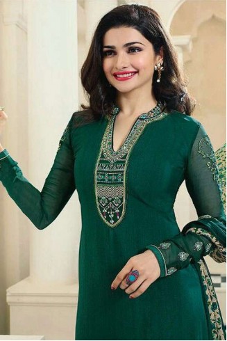 Green Crepe Summer Salwar Suit Royal Dress Material