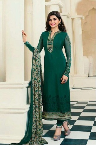 Green Crepe Summer Salwar Suit Royal Dress Material