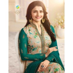 Beige Green Floral Dress Kurti Indian Churidar Salwar Suit  Beige Green Floral Dress Kurti Indian Churidar Salwar Suit