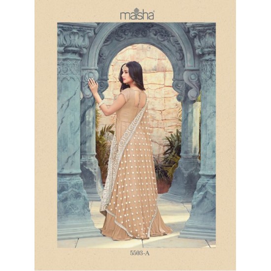 Brown Designer Anarkali Dress Indian Party Suit