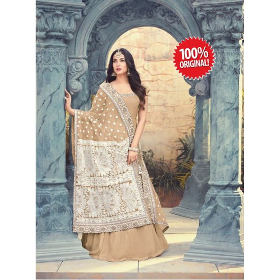 Brown Designer Anarkali Dress Indian Party Suit