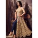 Blue & Gold Anarkali Gown Elegant Wedding Dress