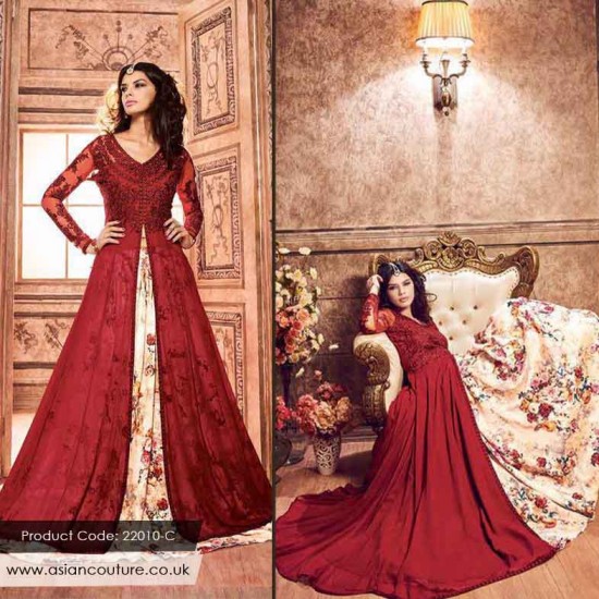 MAROON INDIAN FASHIONABLE BRIDESMAID DRESS