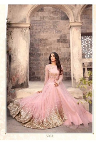 Pink Net Anarkali Gown Latest Indian Designer Wear