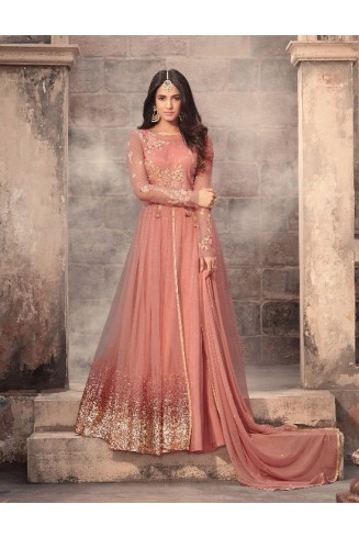 Pakistani Gown Peach Designer Anarkali Dress