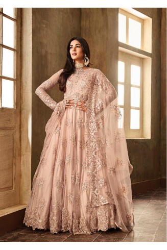 PEACH INDIAN DESIGNER PARTY & WEDDING GOWN 