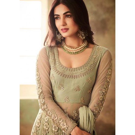 Pepper Stem Lime Green Exquisite Diva Style Party Wear Indian Salwar Suit 