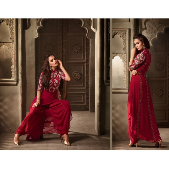Red Fancy Party Suit Indian Elegant Dress 