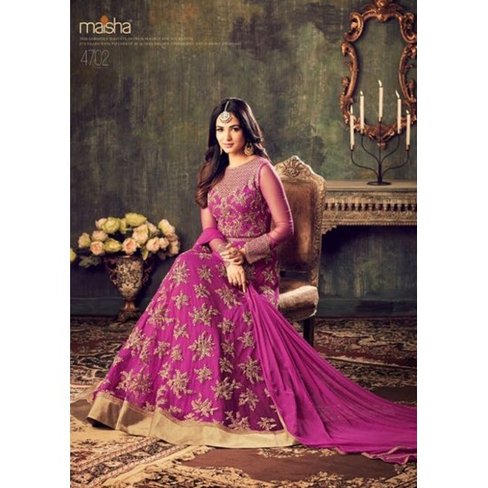 MZ4702 HOT PINK MAISHA AZARA BRIDAL WEDDING WEAR LEHENGA