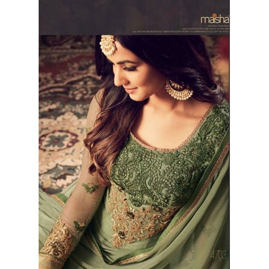 MZ4703 GREEN MAISHA AZARA BRIDAL WEDDING WEAR LEHNGA