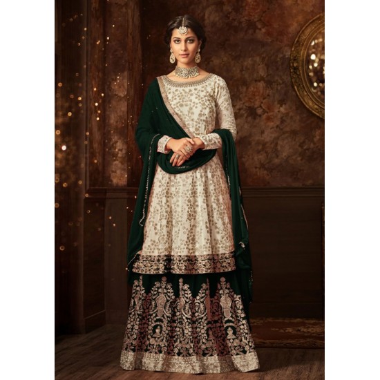 WHITE AND GREEN INDIAN WEDDING GHARARA AND LEHENGA STYLE DRESS