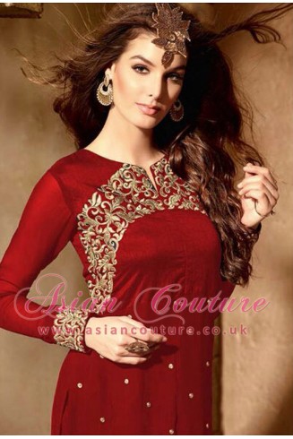 Red Punjabi Salwar Suit Indian Designer Dress UK