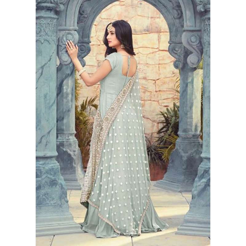 Mint Indian Pakistani Wedding Party Wear Anarkali Gown