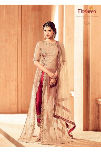 Brown & Red Wedding Suit Indian Designer Embroidered Party Wear