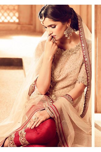 Brown & Red Wedding Suit Indian Designer Embroidered Party Wear