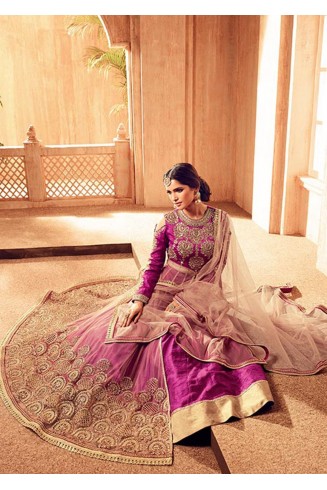 Purple Party Wear Lehenga Indian Designer Embroidered Dress