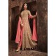 Gold & Pink Sequin Party Gown Indian Wedding Wear Slit Anarkali Suit
