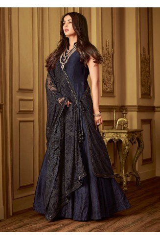 Eclipse Blue Capri Gown Pakistani Party Dress