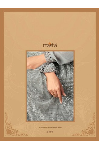 SILVER GREY ASIAN WEDDING WEAR ANARKALI GOWN