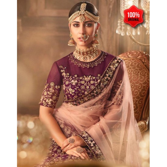 PURPLE HEAVY EMBROIDERED PUNJABI WEDDING LEHENGA 