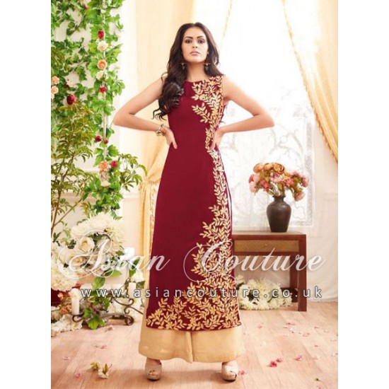 Red Indian Palazzo Suit Designer Cocktail Party Dress