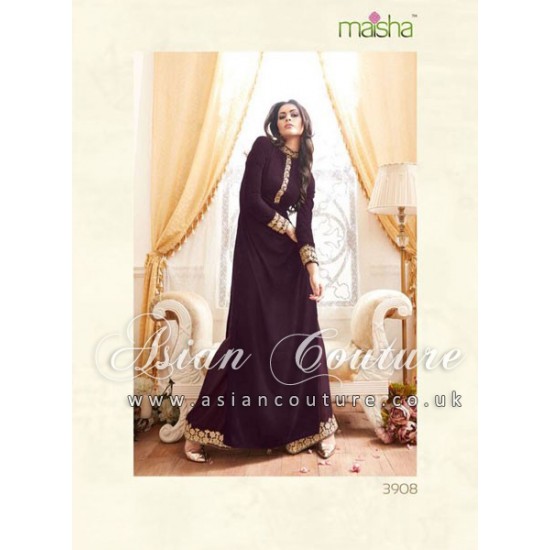 Magenta Indian Designer Suit Elegant Evening Dress UK