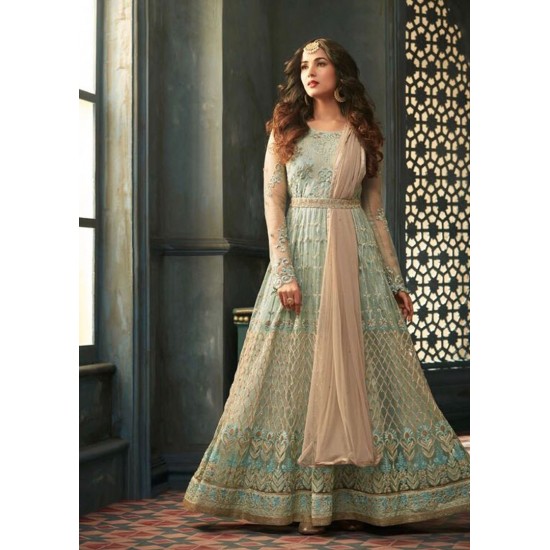 Mint Indian Party Wear Asian Anarkali Wedding Bridal Dress