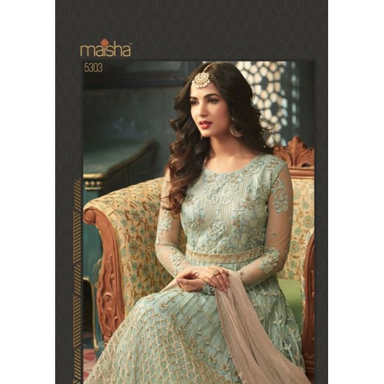 Mint Indian Party Wear Asian Anarkali Wedding Bridal Dress