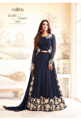 Elegant Blue Gown Indian Designer Anarkali Dress