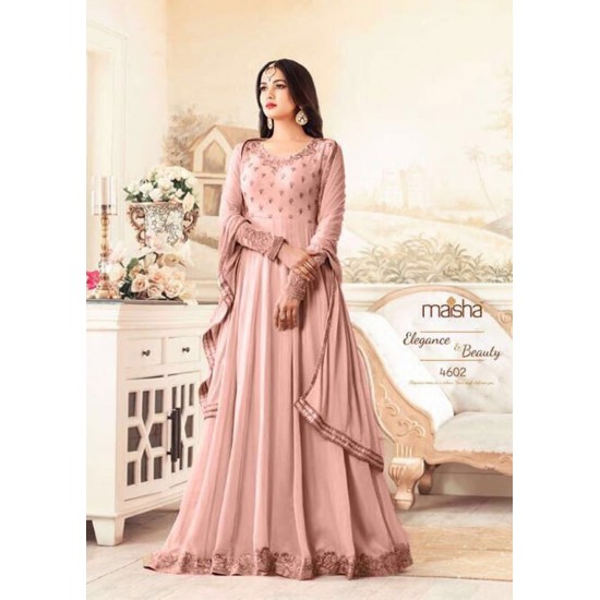 ZMZ4602-B PINK MAISHA ZARI DESIGNER WEDDING WEAR LEHENGA STYLE DRESS