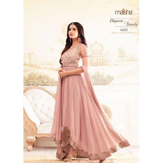 ZMZ4602-B PINK MAISHA ZARI DESIGNER WEDDING WEAR LEHENGA STYLE DRESS