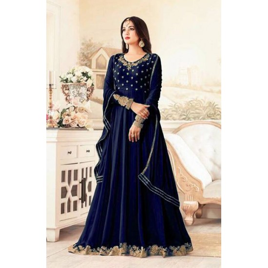 NAVY BLUE WEDDING WEAR INDIAN ANARKALI DRESS