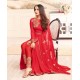 Red Reception Anarkali Suit Embroidered Slit Dress