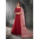 CINNAMON STICK RED GEORGETTE INDIAN SEMI STITCHED ANARKALI GOWN AND HEAVY EMBROIDERED DUPATTA