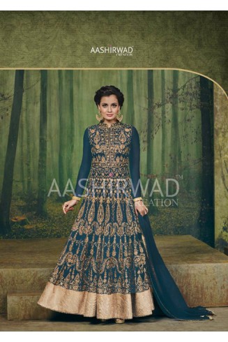 TEAL BLUE PAKISTANI DESIGNER WEDDING DRESS