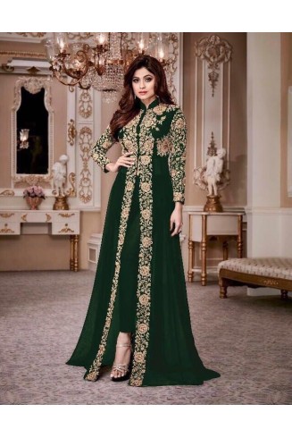 GREEN INDIAN DESIGNER SLIT STYLE ANARKALI SUIT 